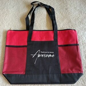 Red and Black Canvas Tote Bag